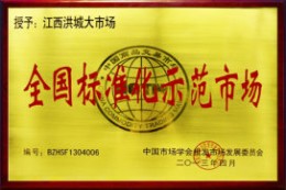 2013年全国标准化示范市场