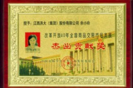 江西洪大集团党委书记余小玲荣获改革开放40年全国商品交易市场发展杰出贡献奖