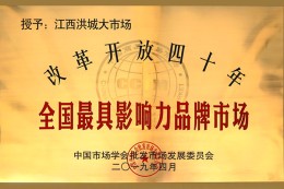 洪大集团荣获改革开放四十年全国最具影响力品牌市场