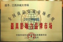 洪城大市场荣获2017年度最具影响力品牌市场