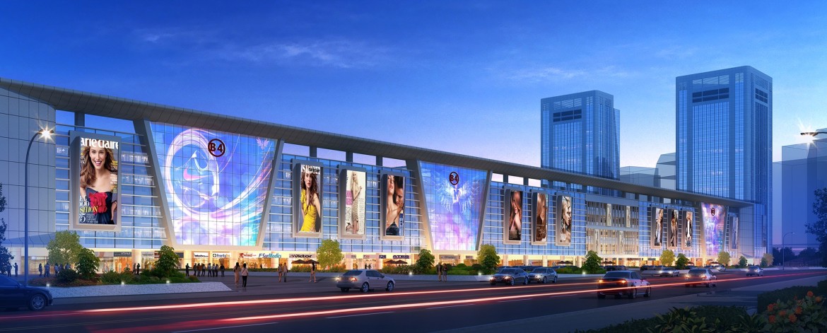 新洪城大市场外玻璃幕墙效果图